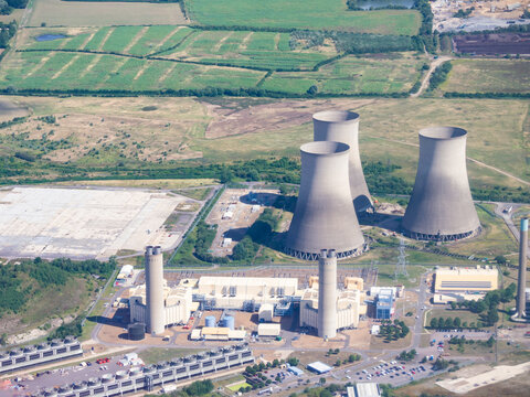 Didcot Power Station three chimneys standing before demolition