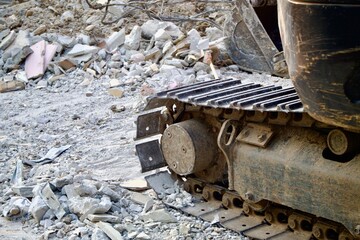 Loaders work at the job site, close up