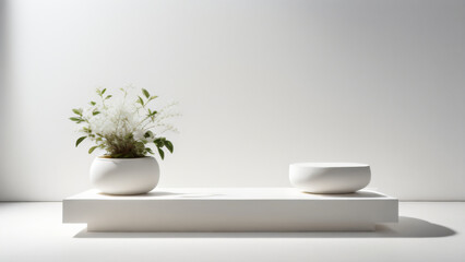 white vase with flowers