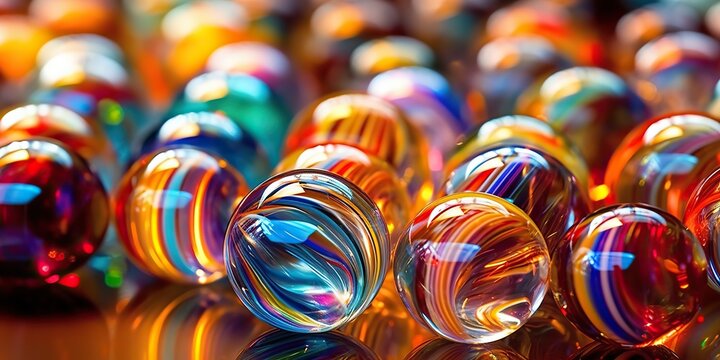AI Generated. AI Generative. Graphic vibrant pattern of  colorful circle ball marbles. Graphic Art