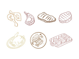 set of food and icons