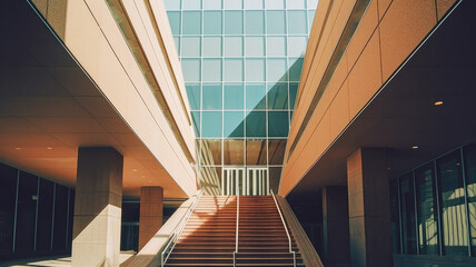 Obraz premium modern architecture with glass facades created with Generative AI technology