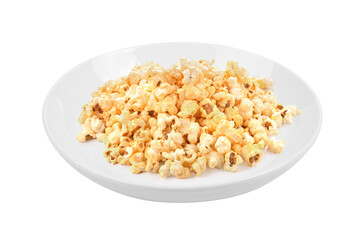 Popcorn in plate on transparent png