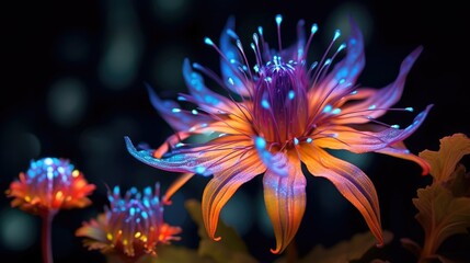 Luminescent glowing flower blossom, generative AI
