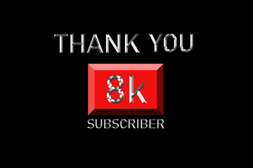 Thank you subscriber peoples, 8 k online social group, happy banner celebrate, Vector illustration