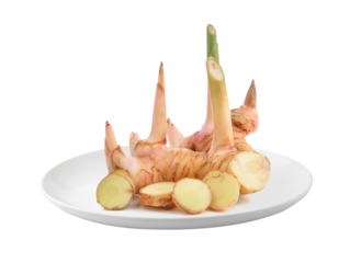 galangal in plate isolated on transparent png
