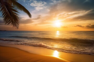 Fototapeta na wymiar sunset on the beach- Ai
