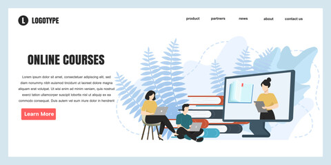 flat design concept Online courses for website and landing page template. perfect for web page design, banner, mobile app, Vector illustration