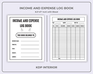 Income and Expense Log Book KDP Interior 