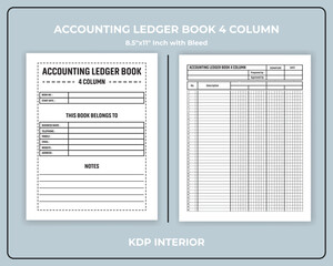Accounting Ledger Book 4 Column KDP Interior