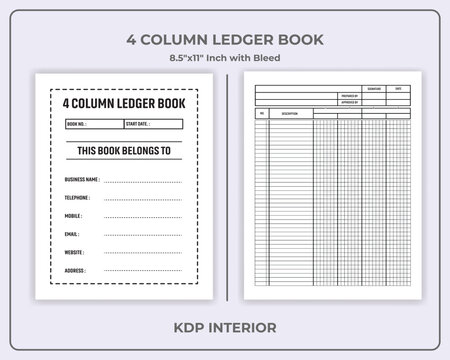 4 Column Ledger Book KDP Interior