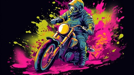 Fototapeta na wymiar a man riding a motorcycle. Generative AI Art.