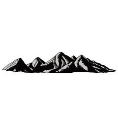 high mountain line drawings, rocky mountains and snowy mountains