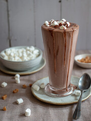chocolate milk shake with frozen bananas