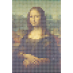 De Vinci Mona Lisa digital dots pixels version. Pixel art mona lisa la Joconde transparent backgound.	