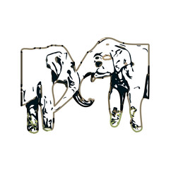 sketch of an elephant with transparent background