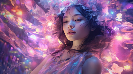 purple dreams of beauty created with Generative AI technology