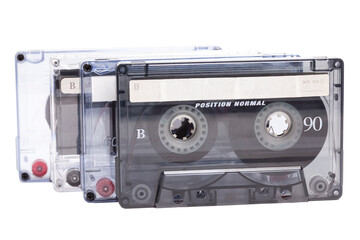 Audio cassettes tape isolated on white background.