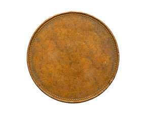 old empty copper coin on a transparent isolated background. png	