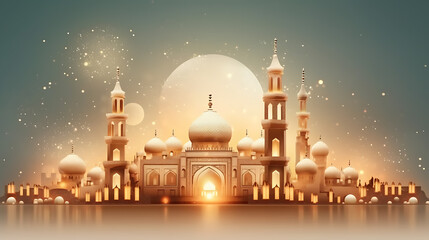 Obraz premium Muslim Holy Eid ul Fitr Festival Celebration Generative Ai