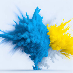 yellow red powder explosion, dust explosion, colorful splash - generated by AI
