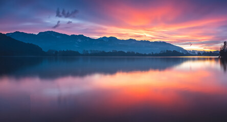 beautiful landscape in autumn sunset