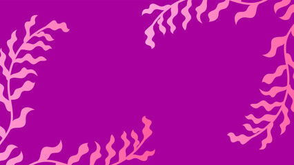 Abstract purple background of floral shapes, lines on white background with blank space in center for text. Minimalist wavy background.