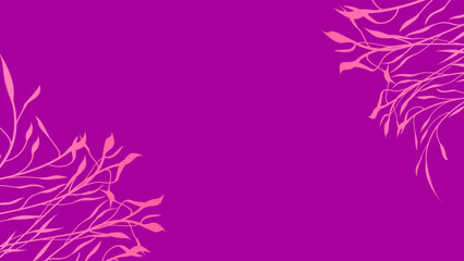 Abstract purple background of floral shapes, lines on white background with blank space in center for text. Minimalist wavy background.