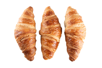 freshly baked tasty croissants. French pastry. png transparent background