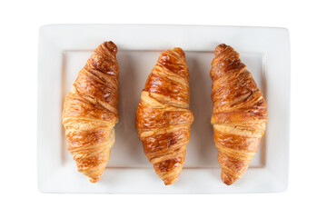 freshly baked tasty croissants. French pastry. png transparent background