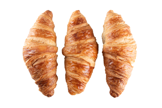 freshly baked tasty croissants. French pastry. png transparent background