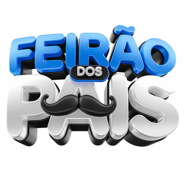 Label fathers day auto fair in Brazilian Portuguese 3d render isolated background transparent