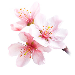Fototapeta na wymiar Cherry Blossoms, sakura on a white background, Generative AI.