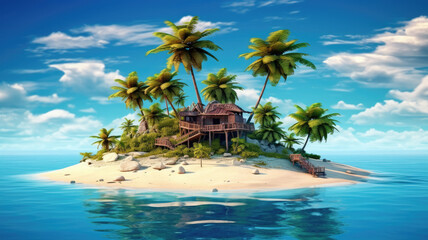 Fototapeta na wymiar concept of tropical holiday island created with Generative AI technology