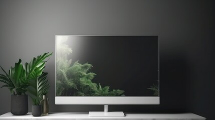 An empty TV Screen inside a Minimalistic Room