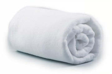Fototapeta na wymiar Rolled up white towel isolated on white