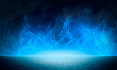 product display, mockup of a black background with a blue glow