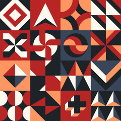 Geometric Wrapping popular squares stickers blocks. Mural trend graphic design Memphis Mixed shapes vector. Retro Flat Maximalism Style. Complex composition. - 609458175