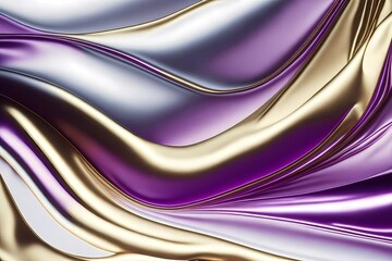 Dynamic Waves of Colorful Metallic Satin Fabric - obrazy, fototapety, plakaty