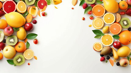 Fruit frame background for restaurant menu. IA generative.