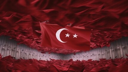 National flag of Turkey with correct proportions and color scheme, Generative Ai