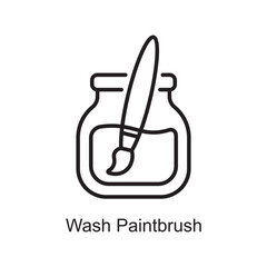 Wash Paintbrush Outline Icon Design illustration. Art and Crafts Symbol on White background EPS 10 File