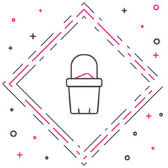Line Sand in bucket icon isolated on white background. Plastic kid toy. Summer icon. Colorful outline concept. Vector