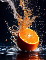 Fototapeta premium orange dropping in to the water