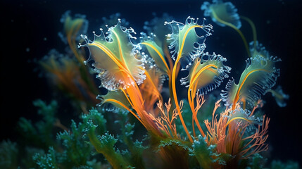 Obraz na płótnie Canvas Underwater photography of marine plants. IA generative.
