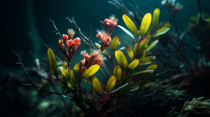 Obraz na płótnie Canvas Underwater photography of marine plants. IA generative.