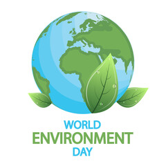 Environment day world planet with leaves, vector art illustration.