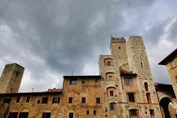 old castle in the evening , image taken in san gimignano, tuscany, italy