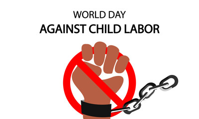World day against child labor sign stop, vector art illustration.