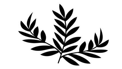 Tree branches with Leaves Shilouette used for floral design resources, invitation, black and white background